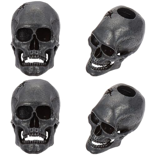 OLYCRAFT 4 Stück Totenkopf Perlen Messing Europäische Perlen Perlen Mit Großem Loch 6mm Loch Perlen Gunmetal Skelett Perlen DIY Schmuck Charms Zubehör Für Die Schmuckherstellung von Armbändern von OLYCRAFT