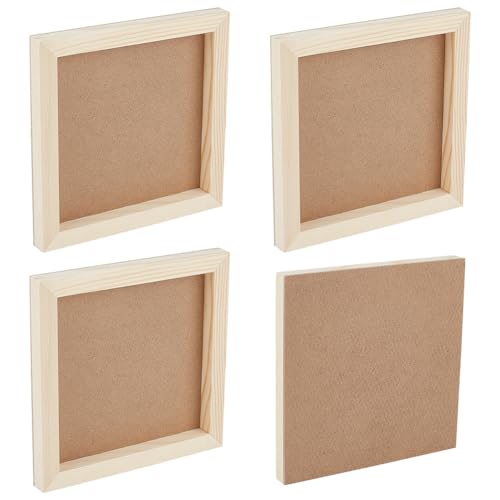 OLYCRAFT 4 Stück Unbehandelte Holzleinwand 15x15 cm Quadratische Holzplatte 14 mm Dick Blanke Holzleinwand Holzleinwandplatten Holzplatten Holzplatte Für Tischdisplays DIY-Malerei Bastelprojekte von OLYCRAFT