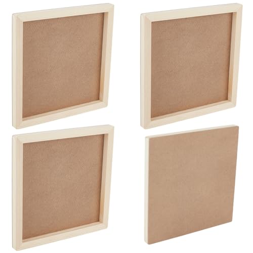 OLYCRAFT 4 Stück Unbehandelte Holzleinwand 20x20 cm Quadratische Holzplatte 13.5 mm Dick Blanke Holzleinwand Holzleinwandplatten Holzplatten Holzplatte Für Tischdisplays DIY-Malerei Bastelprojekte von OLYCRAFT