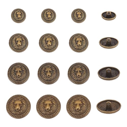 OLYCRAFT 40 Stück Metall Blazer Knopf Set Lion Crest Vintage 15mm 20mm 23mm 25mm Schaftknöpfe Für Blazer, Anzüge, Mantel, Uniform Und Jacke - Antike Bronze von OLYCRAFT