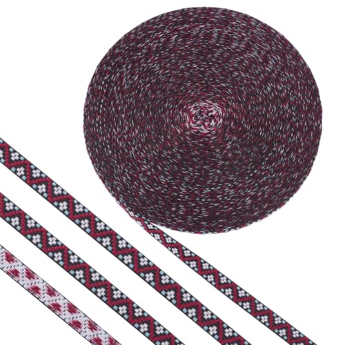 OLYCRAFT 45,8 m langes Jacquard-Band, 1,3 cm breit, ethnisches Jacquard-Polyesterband, Jacquard-gewebte Stickerei, nationaler Stil, kariertes Band für DIY, Nähen, Handwerk, handgefertigte von OLYCRAFT