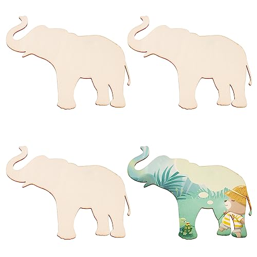 OLYCRAFT 4Pcs Unfinished Wood Pieces 155x114mm Elephant Wood Pieces Elephant Cutout Unfinished Wood Undyed Wood Elephant Slices Blank Wood Slices for DIY Crafts Wall Decoration Pendants von OLYCRAFT