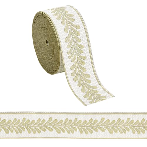 OLYCRAFT 5 m Jacquardbandbesatz Mit Blattmuster Jacquard 30mm Breite Polyesterbänder Grünes Blatt Jacquard Gewebte Stickbesatz Für Heimwerker Näharbeiten Basteln Handgefertigte Kleidungsdekoration von OLYCRAFT