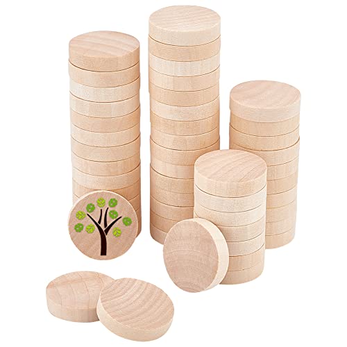 OLYCRAFT 50 Stück unlackierte Naturholzscheiben Burlywood Holz runde Stücke 3,8 cm blanko Naturholz Kreisausschnitte Holz leere Kreise für DIY Handwerk Zeichnen Malerei Holzgravur - 9 mm dick von OLYCRAFT