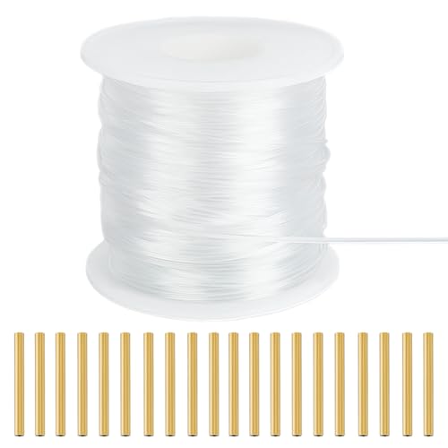 OLYCRAFT 50 m 1.2mm Nylon Memory Draht Nylon Memory Krempenschnur Plattierter Memory Draht Mit 20 Messing Quetschrohrperlen Nylon Memory Krempenschnur Zum Formen Der Krempe von Millinery Hüten von OLYCRAFT