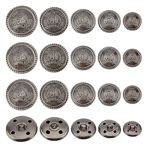 OLYCRAFT 50Pcs Metall Blazer Knöpfe Vintage Schaftknöpfe Halbrund 4-Loch Metallknopf Set 15mm 18mm 20mm 22mm 24mm Für Blazer Anzüge Mäntel Uniform Und Jacke - Antik Bronze von OLYCRAFT