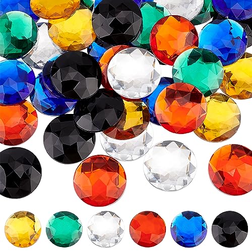 OLYCRAFT 60 Stück Acryl Strasssteine Mit Flacher Rückseite 3cm Runde Strass Cabochons Acryl Glitzer Edelsteine Cosplay Edelsteine Juwelen Für Kostümschmuck Cosplay Verzierungen - 6 Farben von OLYCRAFT