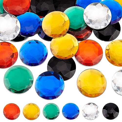 OLYCRAFT 30 Stück Acryl Strasssteine Mit Flacher Rückseite 4cm Runde Strass Cabochons Acryl Glitzer Edelsteine Cosplay Edelsteine Juwelen Für Kostümschmuck Cosplay Verzierungen - 6 Farben von OLYCRAFT