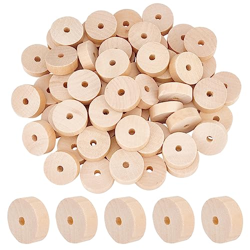 OLYCRAFT 60pcs Unfinished Wood Wheels 30mm Diameter Blank Wood Slices 6.5~7mm Hole Round Wheel Wooden Pieces Unfinished Blank Slices Natural Wood Cutouts for DIY Project Painting Decoration Crafts… von OLYCRAFT