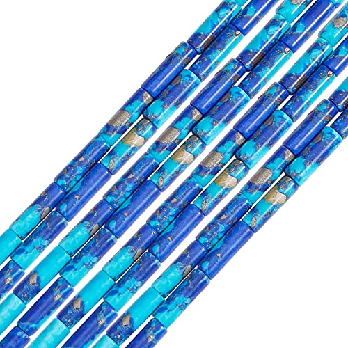 OLYCRAFT 62 Stück Synthetische Lapislazuli Türkis Perlen 13x4mm Runde Röhren Edelsteinperlen Natürlicher Blau Lapislazuli Türkis Perlen Für Armband Halskette Schmuckherstellung von OLYCRAFT