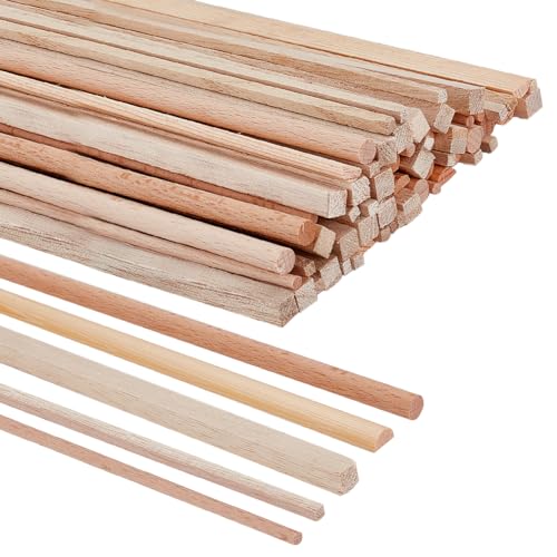 OLYCRAFT 70Pcs 5 Stile Holzstäbchen Säule Halbrund Rechteck Unvollendete Holzstreifen Holzdübelstreifen Holzdübelstangen Natürliche Holzhandwerk Sticks für Holzhandwerk Lieferungen - Mixed Style von OLYCRAFT