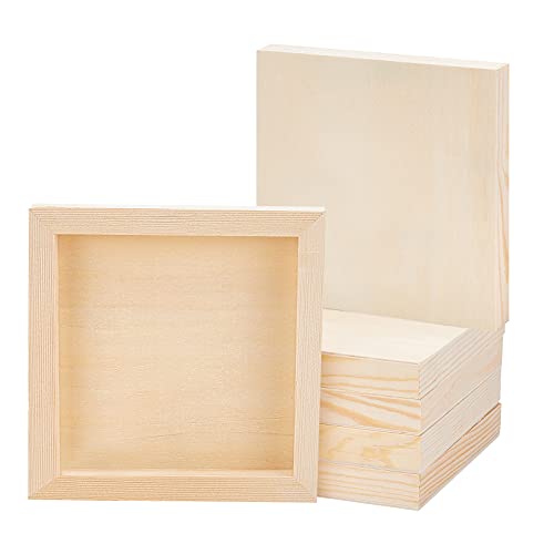 OLYCRAFT 8 STÜCK Hölzerner Bilderrahmen 15x15cm Quadratische Bastelrahmen Set Naturholz DIY Fotorahmen Holz Leinwand Panel Boards Für Tischdisplay Und Basteln DIY Malprojekte von OLYCRAFT