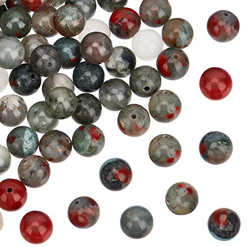 OLYCRAFT 86pcs Natürliche Afrikanische Blutstein Perlen 8mm Runde Edelstein Perlen Mit Loch Energiestein Lose Perlen Für Armband Halskette Schmuckherstellung von OLYCRAFT