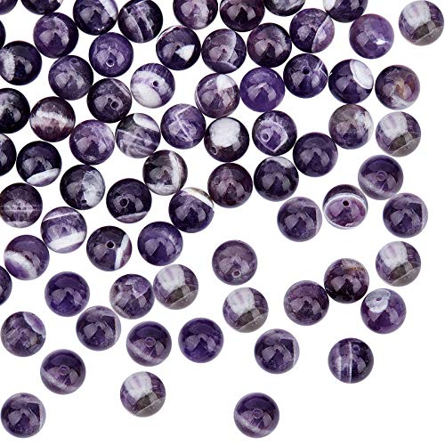 OLYCRAFT 88~98 Stück 8mm Natürliche Amethyst Perlen Natürliche Amethyst Edelstein Perlen Runde Lose Steinperlen Edelsteinperlen Mit 1.2mm Loch Für DIY Armbänder Halsketten Schmuckherstellung von OLYCRAFT