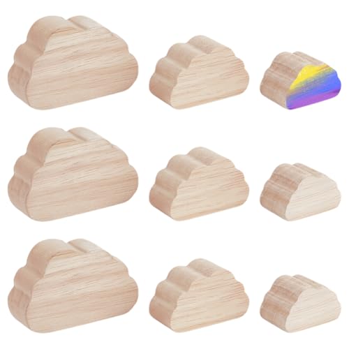 OLYCRAFT 9 Stück 3 Größen Unfertige Wolkenblöcke Aus Holz 2cm Dick Mini Holzblock Zum Basteln Leere Holzausschnitte Holzwolkenbrett Natürliche Bastelholzblöcke Zum Schnitzen Malen DIY Bastelprojekte von OLYCRAFT