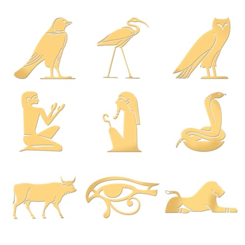 OLYCRAFT 9 Stück 4x4 cm Goldene Metall-Aufkleber Ägyptische Schriftaufkleber Selbstklebende Sphinx-Adler-Energieaufkleber Goldene Epoxid-Aufkleber Für DIY-Sammelalben Epoxidharz-Dekoration von OLYCRAFT