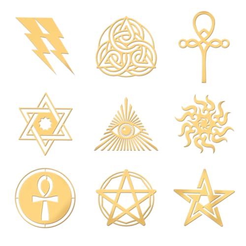 OLYCRAFT 9 Stück 4x4 cm Goldene Metallaufkleber Energiesymbole Aufkleber Selbstklebende Religiöse Symbolaufkleber Religiöse Augen Goldene Epoxidaufkleber Für DIY-Sammelalben Epoxidharzdekoration von OLYCRAFT