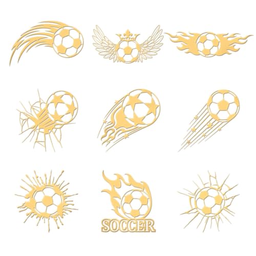 OLYCRAFT 9 Stück 4x4 cm Goldene Metallaufkleber Fußball-Metallaufkleber Selbstklebende Aufkleber Sportthema Epoxidaufkleber Fußballpyramidenaufkleber Für DIY-Sammelalben Epoxidharz-Dekoration von OLYCRAFT