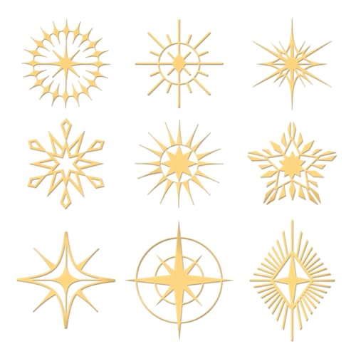 OLYCRAFT 9 Stück 4x4 cm Goldene Metallaufkleber Starburst-Metallaufkleber Selbstklebende Sternaufkleber Fantasy-Thema Goldene Epoxidaufkleber Für DIY-Sammelalben Epoxidharz-Telefondekoration von OLYCRAFT