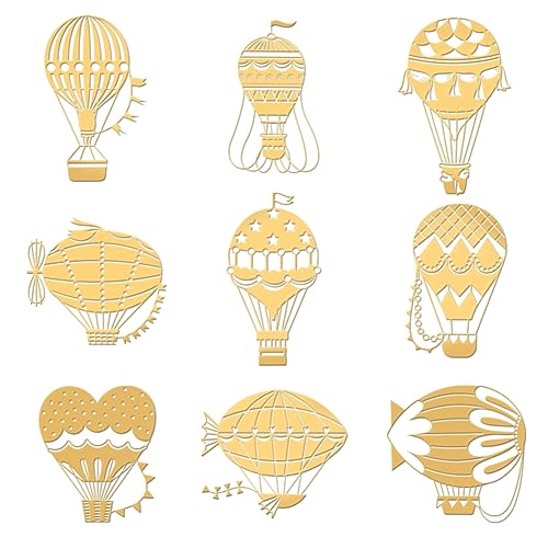 OLYCRAFT 9 Stück 4x4cm Heißluftballon Aufkleber Ballon Selbstklebende Goldene Aufkleber Verschiedene Heißluftballon Metall Gold Aufkleber Für Sammelalben Telefon Wasserflasche Dekor von OLYCRAFT