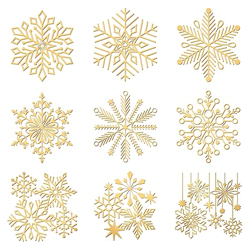 OLYCRAFT 9 Stück 4x4cm Winter Themen Aufkleber Schneeflocken Muster Aufkleber Selbstklebende Goldene Aufkleber Metall Gold Aufkleber Für Sammelalben Kunsthandwerk Telefon Wasserflaschen Dekoration von OLYCRAFT