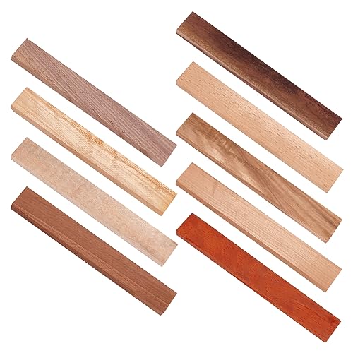 OLYCRAFT 9 Stück 9 Farben Holz Stiftrohlinge Exotisches Stiftrohling Set Padauk Kirschholz Schwarzes Walnuss Ahornholz Bank Unbehandeltes Holz Für Haarnadel Bastelarbeiten - 18x2.5x1cm von OLYCRAFT