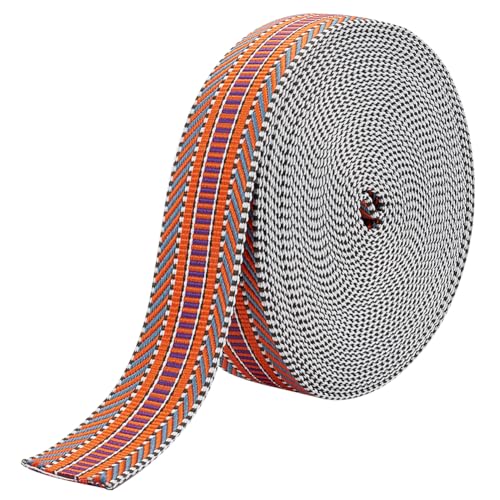 OLYCRAFT 9 m Türkis Dunkeloranges Polyester Gurtband 38mm Gurtband Polyester Canvas Streifenmuster Nylon Gurtband Flaches Gurtband Für Rucksäcke Handtaschen Kleidungsgürtel Zubehör von OLYCRAFT