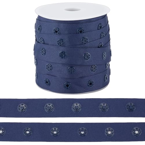 OLYCRAFT 9.1 m Dunkelblaues Druckknopfband Zum Nähen 17.5mm Breit Polyester Basteln Kunststoff Druckknopfband Zierdruckknöpfe Zum Nähen Verschlussknopfstreifen Druckknopfband Knopfbandband von OLYCRAFT