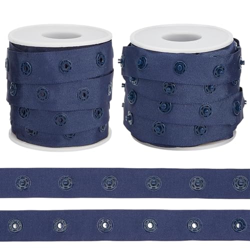 OLYCRAFT 9.1 m Dunkelblaues Druckknopfband Zum Nähen 18mm Breit Polyester Basteln Kunststoff Druckknopfband Zierdruckknöpfe Zum Nähen Verschlussknopfstreifen Druckknopfband Knopfbandband von OLYCRAFT