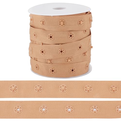 OLYCRAFT 9.1 m Kamelfarbenes Druckknopfband Zum Nähen 17.5mm Breit Polyester Basteln Kunststoff Druckknopfband Zierdruckknöpfe Zum Nähen Verschlussknopfstreifen Druckknopfband Band von OLYCRAFT