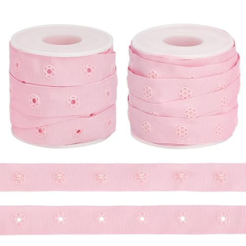 OLYCRAFT 9.1 m Rosa Druckknopfband Zum Nähen 18mm Breit Polyester Basteln Kunststoff Druckknopfband Zierdruckknöpfe Zum Nähen Verschlussknopfstreifen Druckknopfband Knopfbandband Für Kleidung Nähen von OLYCRAFT