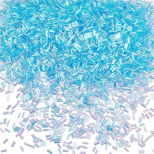 OLYCRAFT 90g Tief Himmelblaue Bingsu Perlen 5.5mm Lange Strohröhrenperlen Schillernde Knusprige Bingsu Perlen Leichte Bingsu Perlen Glitzernde Bingsu Perlen Zum Befüllen von Vasen DIY Bastelbedarf von OLYCRAFT