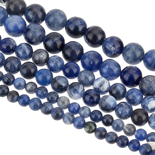 OLYCRAFT Ca. 128 Stück Natürliche Sodalith Perlen 4mm 6mm 8mm Blaue Sodalith Steinperlen Runde Natürliche Edelstein Perlen Lose Distanzperlen Mit 1mm Loch Für DIY Armbänder Schmuckherstellung von OLYCRAFT