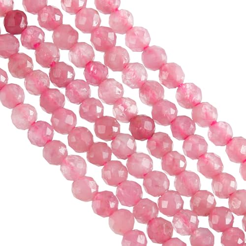 OLYCRAFT Ca. 420~440 Stück 2mm Facettierte Natürliche Rosa Turmalinperlen Stränge Natürlicher Rosa Turmalin Edelstein Facettierte Runde Perlen Facettierte Perlen Für Halsketten Armbänder Ohrringe von OLYCRAFT