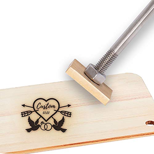 OLYCRAFT Custom Holzbrandeisen 3CM Leder Branding Eisenstempel Custom Logo BBQ Wärmestempel Mit Messingkopf Und Holzgriff Für Die Holzbearbeitung Backen Handgefertigtes Design - Herz & Liebestauben von OLYCRAFT