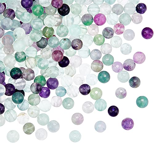 OLYCRAFT Ungefähr 200 Stück 4mm Natürliche Fluorit Perlen Bunte Runde Fluorit Perlen Rund Lose Edelsteine Perlen Energiestein Naturstein Perlen Für Armband Halskette Schmuckherstellung von OLYCRAFT