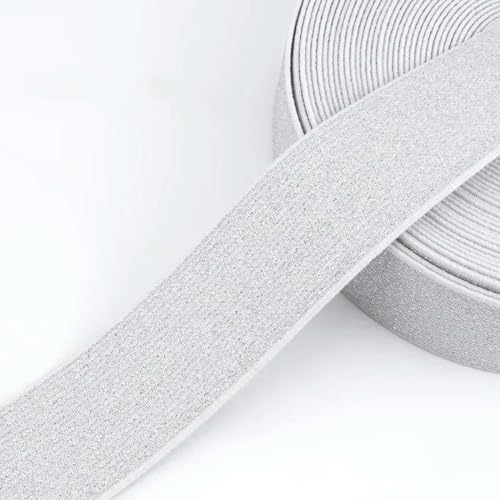 OMEVU 5 Meter 10–50 mm Gold/Silber Seiden-Elastikband, Glitzer-Gummiband, DIY-Bund, Kleidergürtel, Nähzubehör von OMEVU