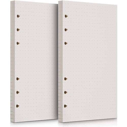 OMEYA 320 Seiten 2 Pack Nachfüllpapier Einlagen Papier 6 Loch 160 Blatt Binder gelocht Papier für Tagebuch Notizbuch Journals Malerei Personal Organizer 10,5 x 17 cm-gepunktetes Papier von OMEYA