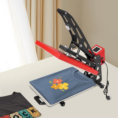 Digitale Transferpresse 5-in-1 Heißpresse Maschine, 2500W 40 x 50 cm Hitzepresse Sublimationspresse mit LCD-Temperatur- und Zeitcontroller, geeignet für T-Shirts, Taschen, Kissen, Puzzles, Kleidung von OMGGYER