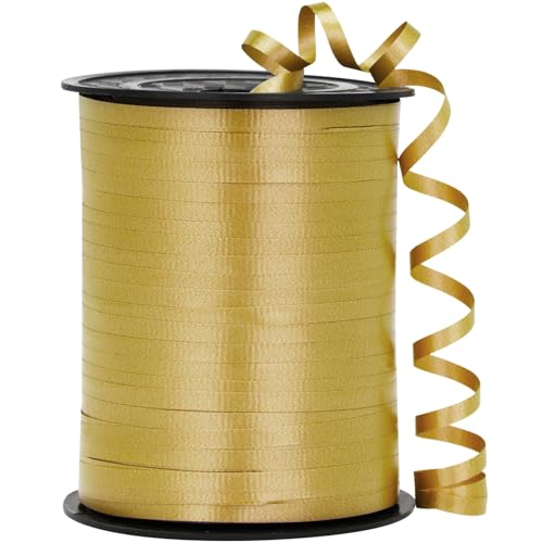 OMISELIO Goldband, 500 Yard gekräuseltes goldenes Ringelband, Ringelband für Geschenkverpackungen, lockiges Band, Ballonschnur, Ballonband, 3/16 Zoll Geschenkband für Weihnachten, Neujahr, von OMISELIO