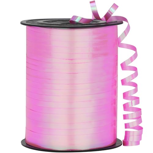 OMISELIO Hellrosa Band, 500 Yard Schillerndes Rosa Ringelband, Ringelband für Geschenkverpackung, Lockenband, Ballonschnur, Ballonband, Geschenkband für Babyparty, Hochzeit, Geburtstag von OMISELIO