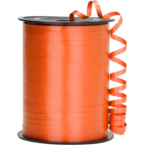 OMISELIO Orange Ribbon, 450 Yard Orange Ringelband, Ringelband für Geschenkverpackungen, Lockenband, Ballonschnur, Ballonband, 3/16 Zoll Geschenkband für Halloween, Weihnachten von OMISELIO