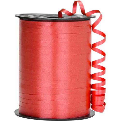 OMISELIO Rotes Band, 500 Yard dunkelrotes Ringelband, Ringelband für Geschenkverpackungen, lockiges Band, Ballonschnur, Ballonband, 3/16 Zoll Geschenkband für Valentinstag, Weihnachten, Abschlussfeier von OMISELIO