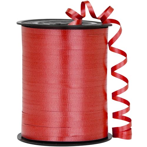 OMISELIO Rotes Band, 500 Yard gekräuseltes dunkelrotes Ringelband, Ringelband für Geschenkverpackung, lockiges Band, Ballonschnur, Ballonband, Geschenkband für Valentinstag, Weihnachten, Abschluss von OMISELIO