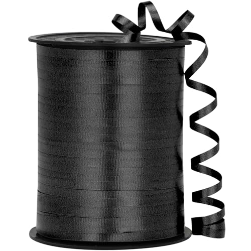 OMISELIO Schwarzes Band, 500 Yard gekräuseltes schwarzes Ringelband, Ringelband für Geschenkverpackung, lockiges Band, Ballonschnur, Ballonband, Geschenkband für Abschlussfeiern, Halloween, von OMISELIO