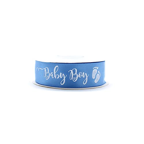 Blaues Band aus Satin zur Dekoration - Breite 19 mm - Ideal für Geburt, Baby Shower und Geburtstag (Baby Boy) von OMISS