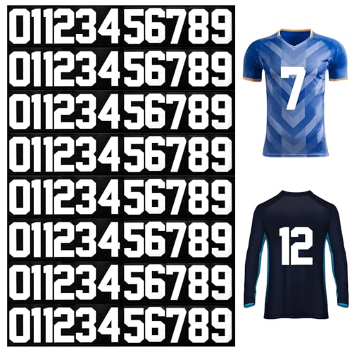 154 Stück Nummern zum Aufbügeln, 0 ~ 9 Jersey-Nummern für Sport, Wärmeübertragungsnummern, weiße weiche Aufbügelnummern für T-Shirts, Teamuniformen, 10,9 x 19,9 cm von OMISTAR