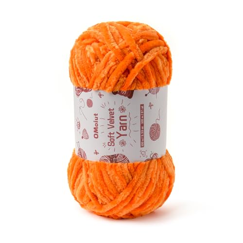 100 g flauschiges Samt-Chenille-Garn zum Häkeln und Stricken, 80 m Babygarn zum Häkeln, weich, grobes Häkelgarn, Amigurumi-Garn (Orange) von OMoiut