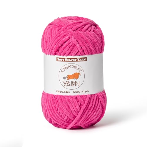 Flauschiges Samtgarn zum Häkeln, grobes Chenille-Babydeckengarn zum Häkeln, weiches, flauschiges Puzzle-Garn zum Stricken, 100 g, sperriges, dickes Amigurumi-Häkelgarn (Rose) von OMoiut