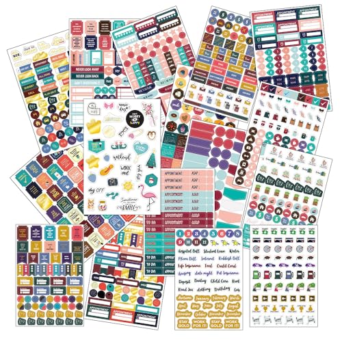 ONEBO 16 Blätter journal aufkleber,Dekorieren Sticker,Bullet Journal Sticker,Planer Sticker Set,für Kalender, Planner, Organizer, Agenda,Journal,Notizbuch von ONEBO